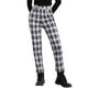 thumbnail image 1 of Pantalones de trabajo de cuadros recortados para mujer INSPIRE CHIC, con botones, estilo casual, en negro y beige, 1 of 6
