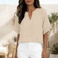 thumbnail image 4 of Kezqiaxn Short Sleeve Tops for Women Summer V-Neck Business Work Blouses Loose Casual Shirts Fashion Clothing, 4 of 9