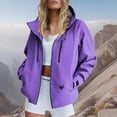 thumbnail image 5 of Sexlip Women Hooded Waterproof Windbreaker Jacket Full Zip Long Sleeve Multi Zipper Pocket Loose Fit Outdoor Hiking Lightweight Rain Coat Purple XL, 5 of 7