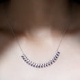 thumbnail image 4 of Rosec Jewels Lab Grown Blue Sapphire Curved Bar Necklace - (AAAA Grade) Blue Sapphire and Moissanite Necklace - with Jewelry Box, 18K White Gold, 4 of 8