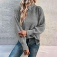 thumbnail image 2 of aDJFDGT Open Knit Sweaters for Women Summer Ladies' Loose Pullover Sweater Round Neck Split Hem Sleeve Solid Color Knit Sweater, 2 of 6
