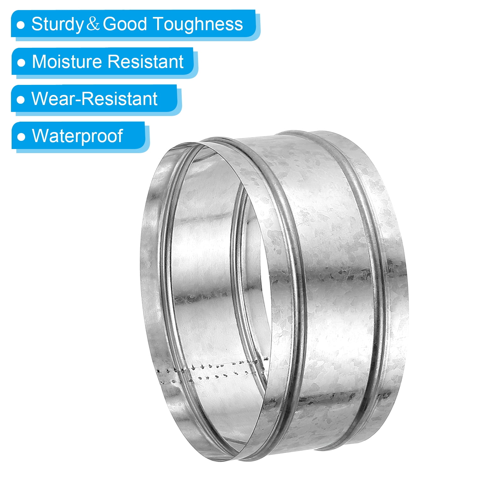 Uxcell 8.6" Duct Connector, 1 Set Galvanized Iron Duct Coupling Vent Coupler Dryer Pipe Coupling Hose Extension Connector with Duct Clamps for HVAC Exhaust Fan Vent Systems, 4" Long