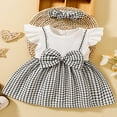 thumbnail image 2 of Bébé Fille 2-Pièces Tenue Mouche Manches Plaid une Ligne Robe avec Bandeau, 2 of 9