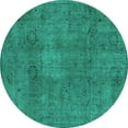 thumbnail image 1 of Ahgly Company Indoor Round Oriental Turquoise Blue Industrial Area Rugs, 7' Round, 1 of 4