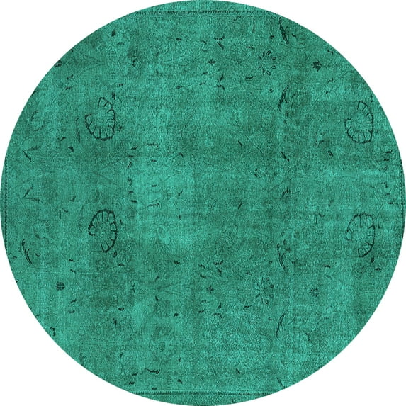 Ahgly Company Indoor Round Oriental Turquoise Blue Industrial Area Rugs, 5' Round