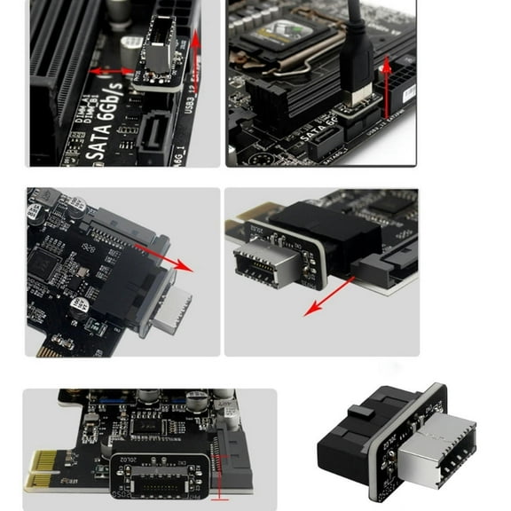 FOR USB 3.0 Type-E Female to 19-Pin Male for Internal Motherboard Connection Vertical Header Splitter for Type C Motherboa