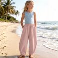 thumbnail image 7 of OGLCCG Girls Wide Leg Pants Elastic Waist Summer Beach Pants Kids Lightweight Cotton Boho Lounge Trousers with Pockets 1-15 Years, 7 of 7