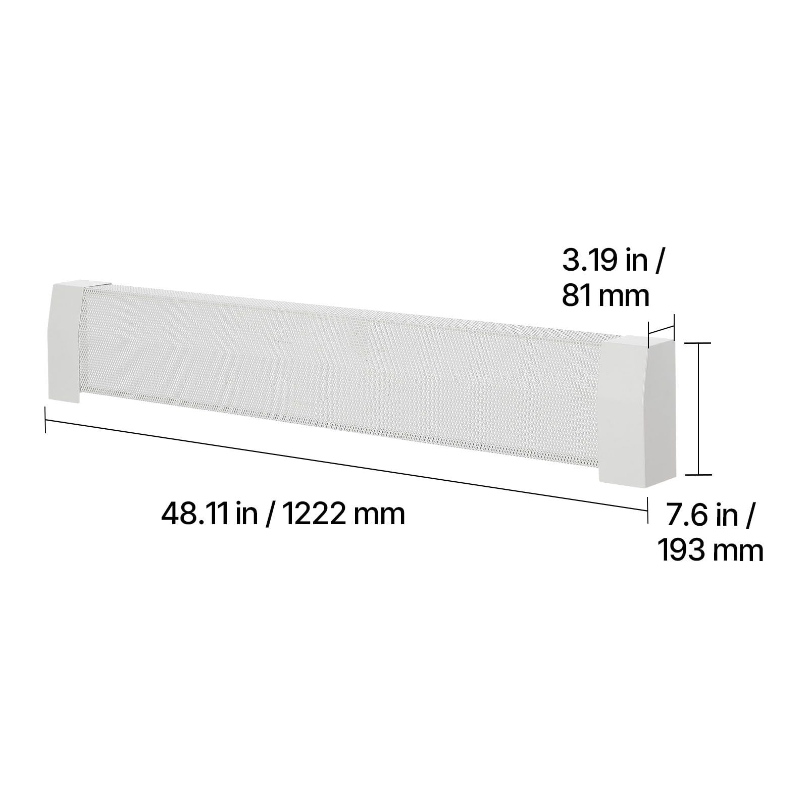 4ft Baseboard Heater Cover Replacement, Powder-Coated Steel, Ventilation Openings, Easy Installation, White Finish for Home Heating Upgrade