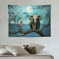 thumbnail image 4 of GOSMITH  Moon Ocean Tapestry Wall Hanging Teal Blue Sea Starry Night Sky White Cloud Funny Animals Elephant White Flowers Tree Aesthetic Tapestry for Bedroom Living Room Indie Decor, 4 of 7