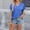 Blue, variant on Women Tops V-Neck Short Sleeve Black Solid T-Shirts Womens Tees