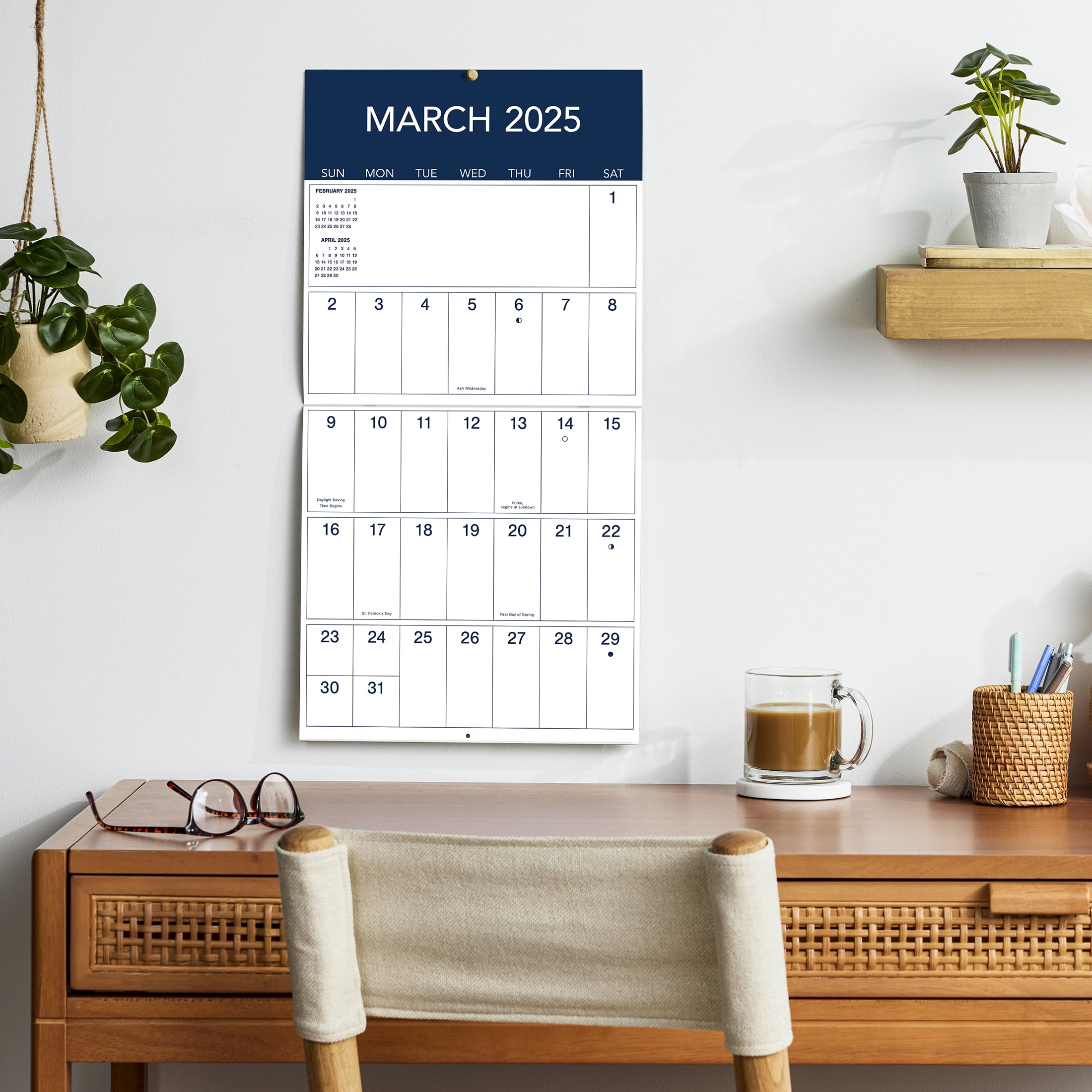 2025-12 Month Hanging Wall Calendar-Large Grid Blue-12x12 by Dayspring
