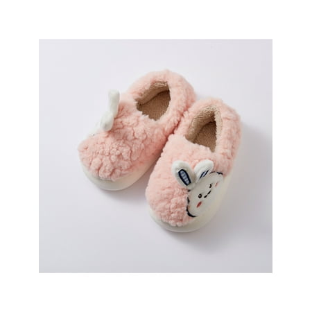 

Rotosw Adults Kids Indoor Shoe Breathable Fleece Fuzzy Slippers House Anti-Slip Fluffy Warm Slipper Warm Shoes-pink 7-7.5