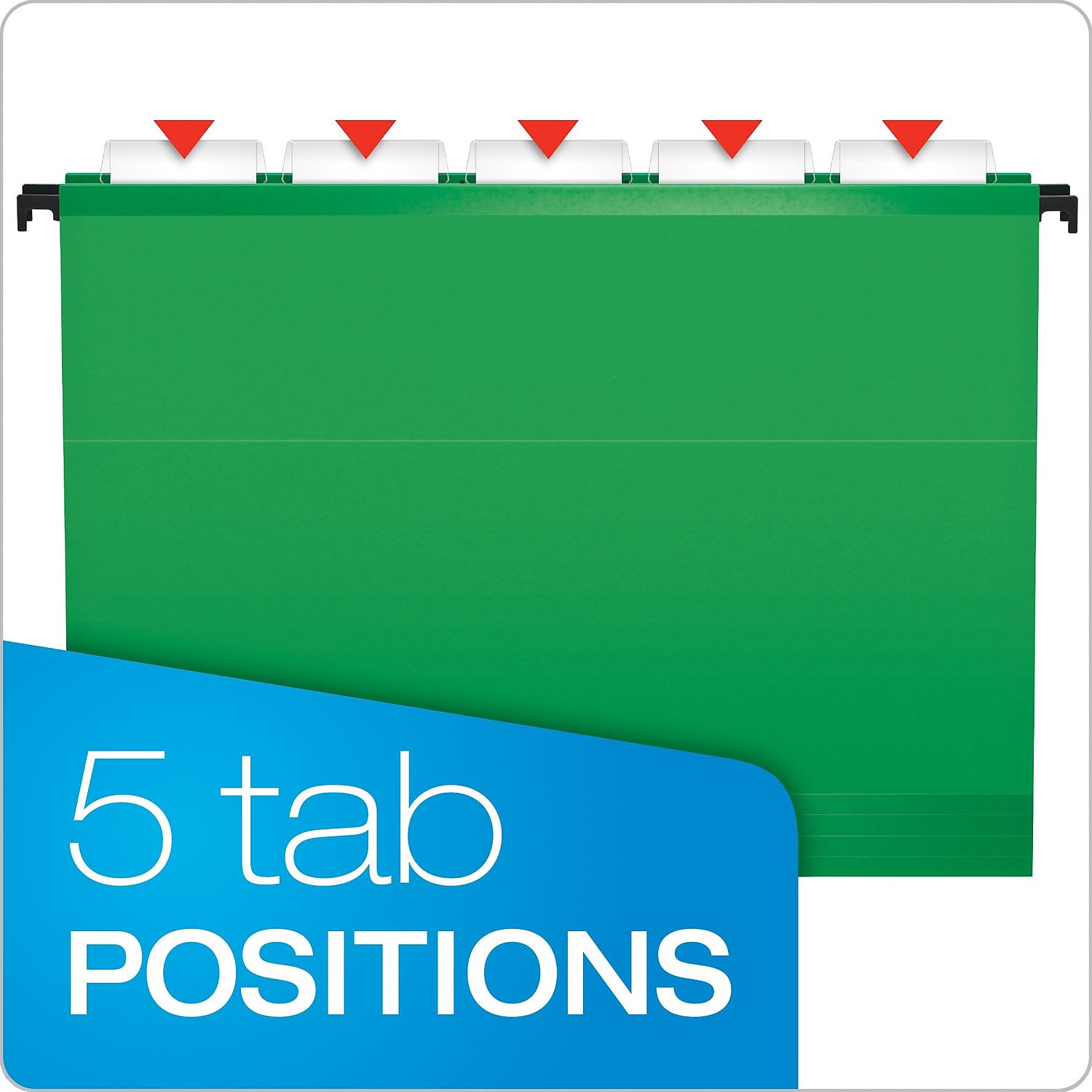 Pendaflex SureHook Hanging File Folder, Letter Size, 1/5 Cut Tabs, Bright Green, Pack of 20
