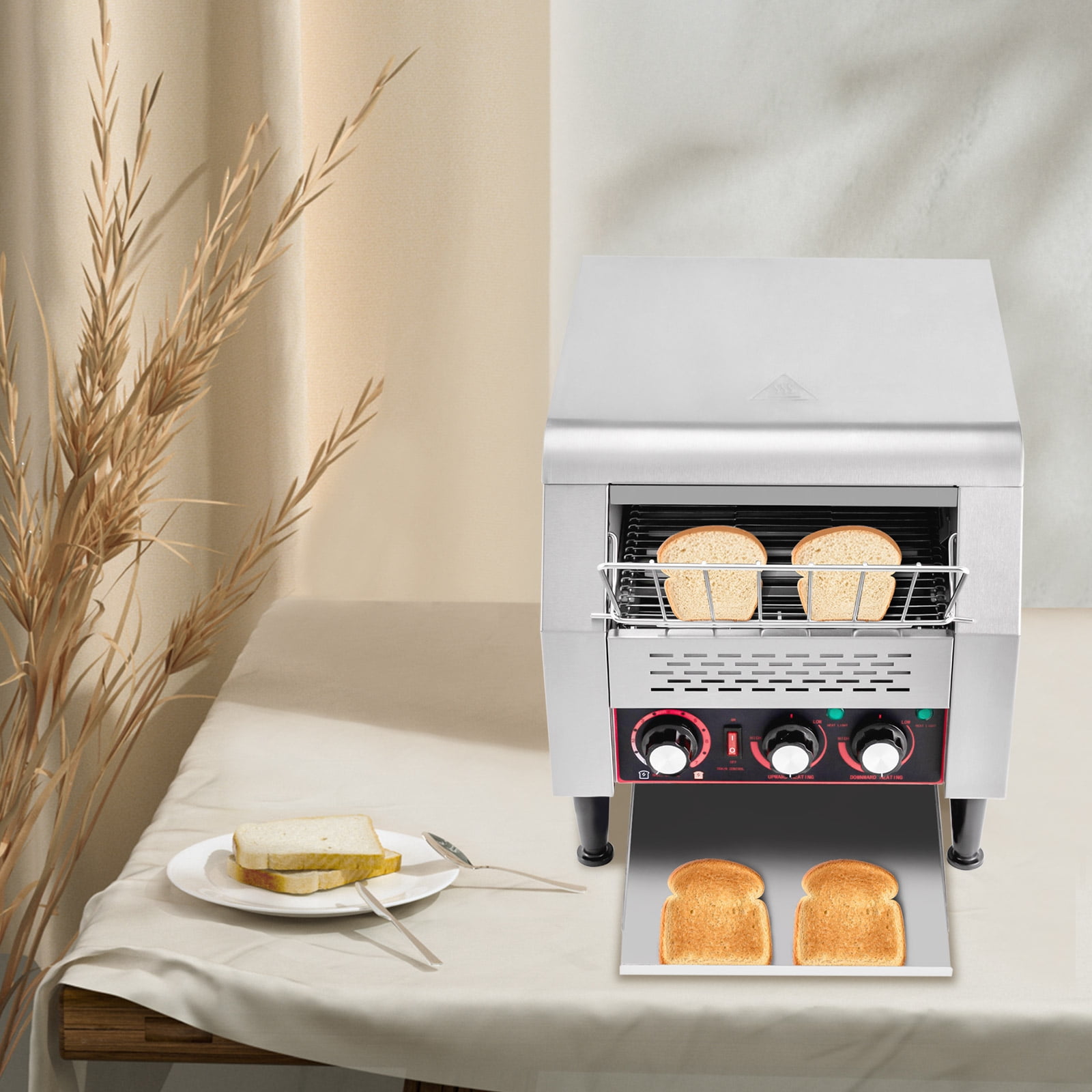 Conveyor Toaster with 2200W High-Power, Stainless Steel Construction, Adjustable Heating Modes, and Multi-Speed Control – Toasts 300 Slices Per Hour, Easy to Operate and Clean