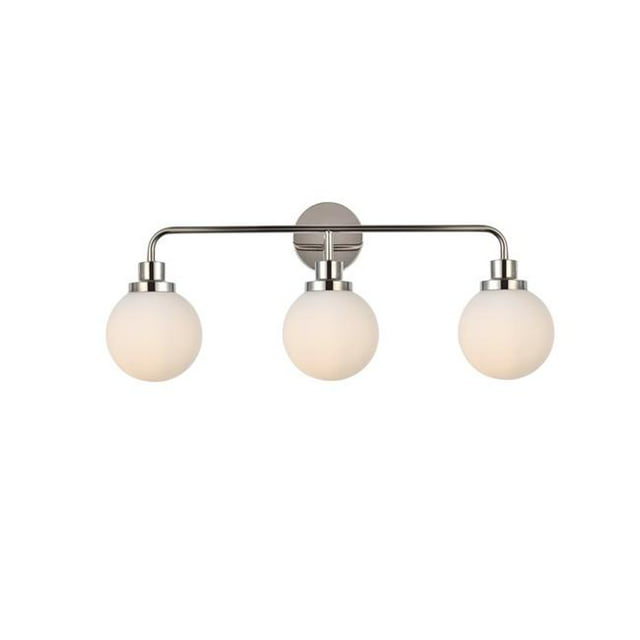 Living District Hanson Midcentury Modern Bath Sconce 3 Lights E12 Polish Nickel