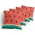 thumbnail image 5 of Ambesonne Fruit Throw Pillow Cover 4 Pack, Minimalistic Watermelon Art, 16", Jade Green Scarlet Black, 5 of 7