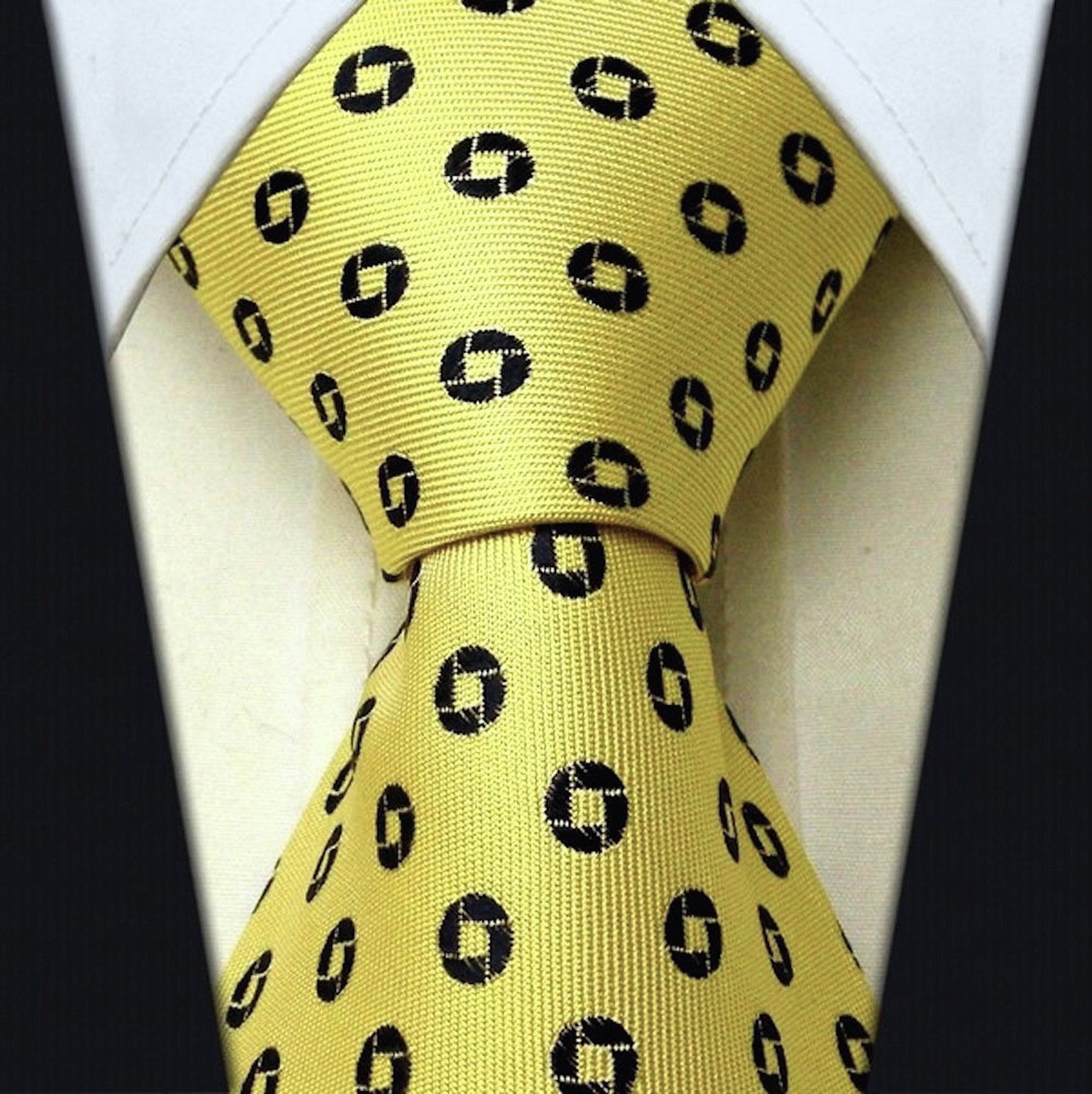 Men's Yellow Necktie | Classic Geometric Yellow Tie | Scott Allan Collection