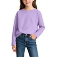 thumbnail image 5 of Boys Soft Cotton T Shirts Crewneck Loose Fit Casual Long Sleeve Kids Basic Tees Tops Purple 4 Years, 5 of 6