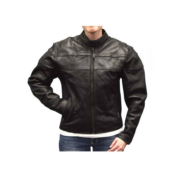 Redline Women's Mid-Weight Reflective Leather Motorcycle Jacket L-3200 (L)