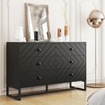 thumbnail image 6 of Black Dresser for Bedroom with 6 Drawers, Wood Dresser with Metal Handles, Wide Chest of Drawers, 6 Drawer Dresser for Living Room, Entryway, Hallway, 6 of 16