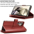 thumbnail image 3 of For Samsung Galaxy S24 Ultra Wallet Case, Ebizware Galaxy S24 Ultra Magnetic Leather Wallet Phone Case with Credit Card Slots Holder and Kickstand Folio Flip Detachable Cover - Wine Red, 3 of 9