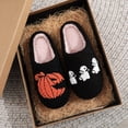 thumbnail image 2 of XIMIN Women Halloween Slippers Cute Spooky Cartoon Pumpkin Goth Ghost Slippers Cozy Plush Spooky Slippers Plush Fuzzy Fluffy Fall Winter House Shoes, 2 of 8