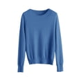 thumbnail image 5 of Women's 100% Merino Wool 2024 Fall Winter First-Line Ready to Wear Long Sleeve Seamless Knit Crewneck Sweater Blue XL, 5 of 9