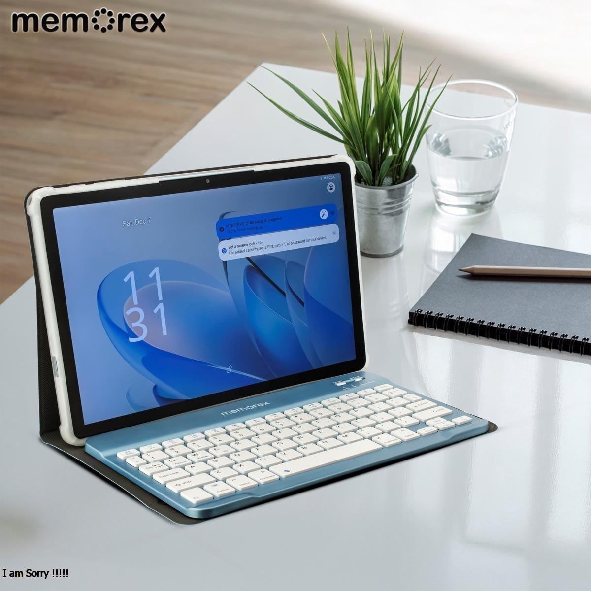 Memorex 10.1" Android 14 Tablet with Keyboard & Case, 128GB Storage, 4GB RAM, FHD IPS Display, MTAB10(K), Black