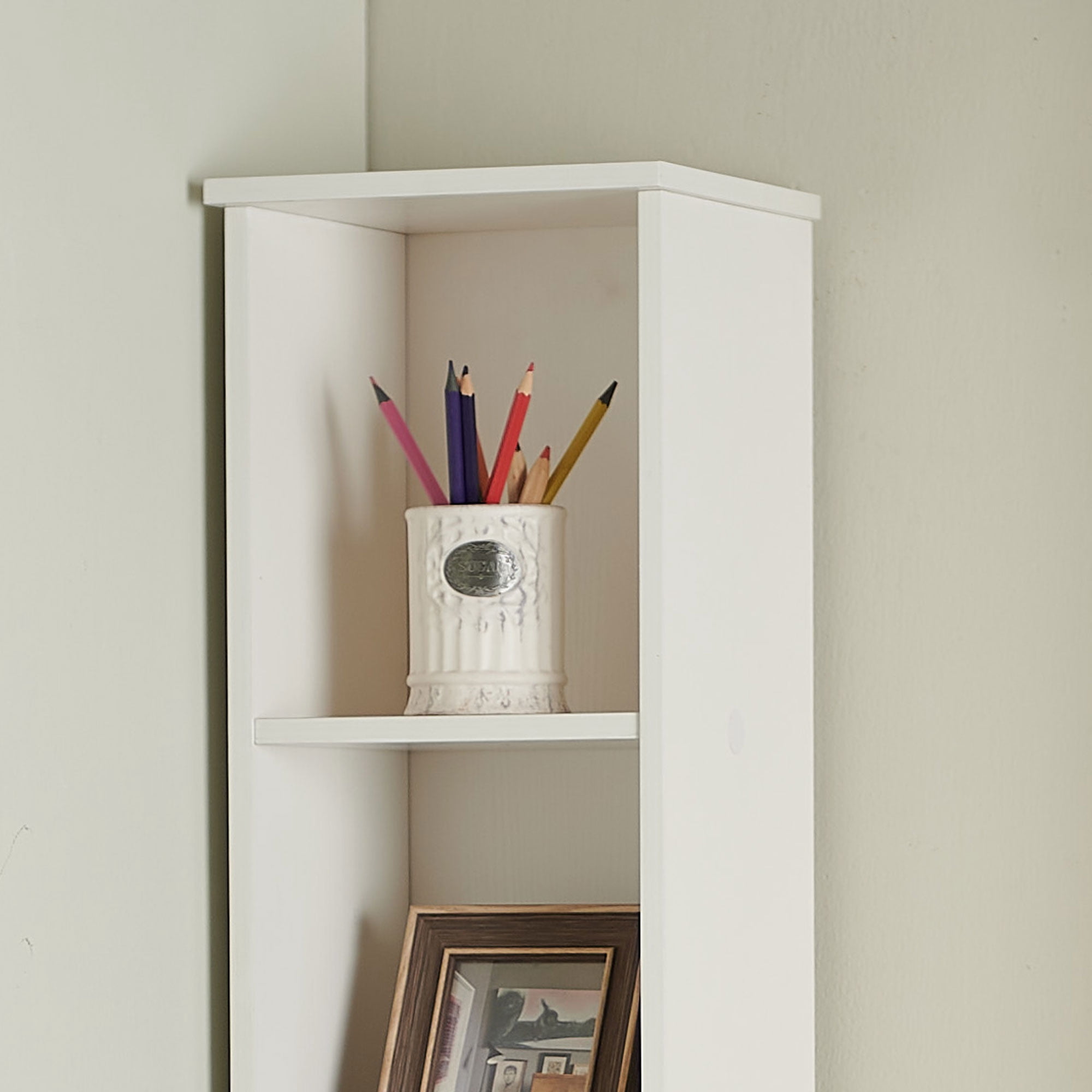 Kings Brand Furniture Mora 6-Tier Tall Narrow Slim Bookcase, White