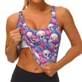 thumbnail image 3 of Pofeuu white Skull blue flower Print Sports Bra for Women Sexy Vest Yoga Running Gym Fitness Crop Bras Tops-Medium, 3 of 8