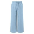 thumbnail image 5 of UngA Teen Girl Clothes Girl's Drawstring Waist Baggy Sweatpants Wide Leg Casual Loose Long Pants Blue,8-9 Years, 5 of 6