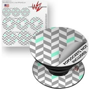 Decal Style Vinyl Skin Wrap 3 Pack for PopSockets Chevrons Gray And Seafoam (POPSOCKET NOT INCLUDED) by WraptorSkinz