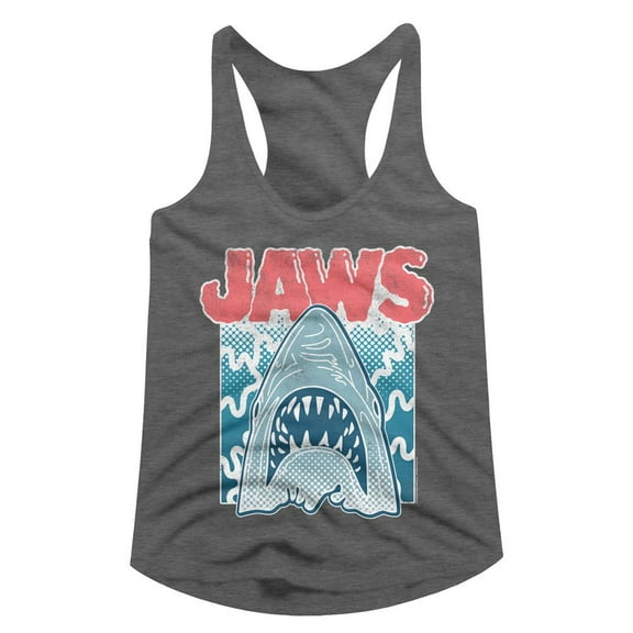 Jaws Wiggles Graphite Heather Junior Women's Racerback Tank Top T-Shirt
