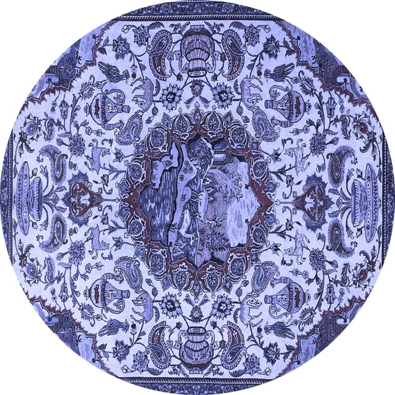 Ahgly Company Indoor Round Animal Blue Traditional Area Rugs, 7' Round