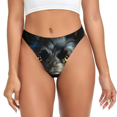 Sigee Colorful Floral Black Dog for Women s G-String Panty  Low Rise  Soft Lace Perfect for Everyday Wear or Special Occasions-Large