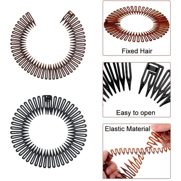 Sibba 9 Peinetas Circulares Elásticas De Plástico Flexible Para El Pelo, Peine Circular, Cinta Para El Pelo, Peine Elástico, Bandas Para El Pelo