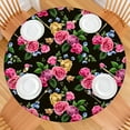 thumbnail image 2 of Round Fitted Tablecloth with Elastic Edges Fits 36"-44" Round Tables Pioneer Colorful Floral Waterproof Table Cover Washable Indoor and Outdoor for Party Kitchen Dinner Banquet Patio Picnic, 2 of 7