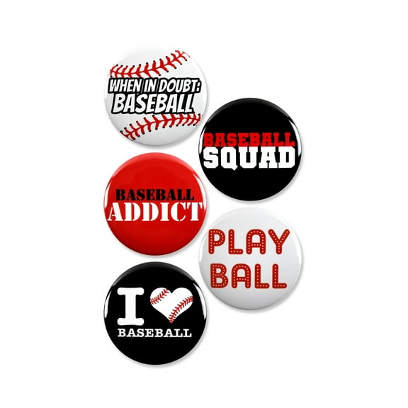 5 Pack - Funny Baseball Fanatic Team Pinback Buttons - 2.25 Inch