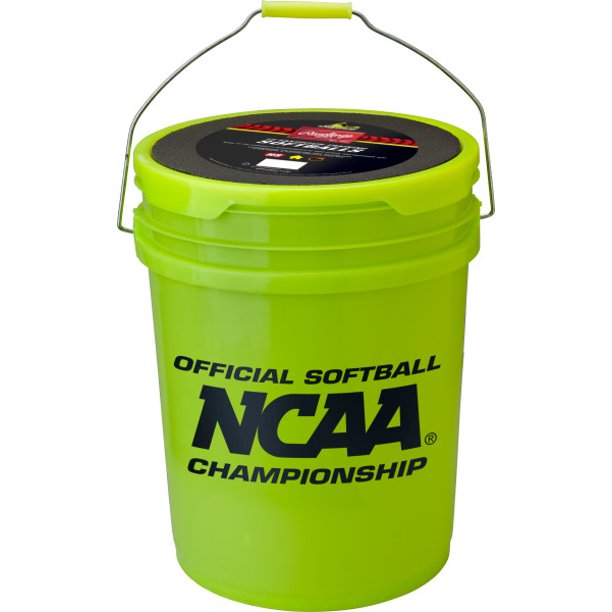 Rawlings NCAA 5 Gallon Bucket w/ lid & 18 NCA12BB Recreational Softballs