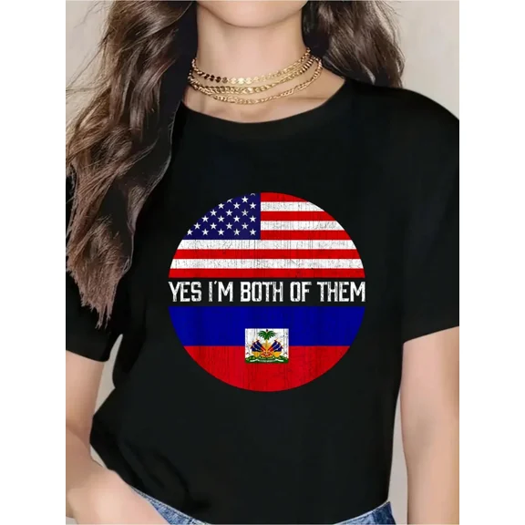 Haitian American Heritage Pride T-Shirt USA Haiti Flag Dual Nationality Graphic Tee