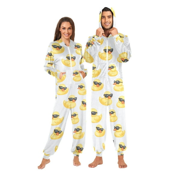 joogoo Cute Duck with Sunglasses Unisex Adults Onesies Pajamas Jumpsuits L