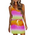 thumbnail image 1 of SMihono Robe d'Été Grande Taille pour Femmes 2023 Mode Femmes Décontractée Col en V Sans Manches Imprimé Teinture sur Nœuds Poches Gilet Mini Robe, 1 of 6