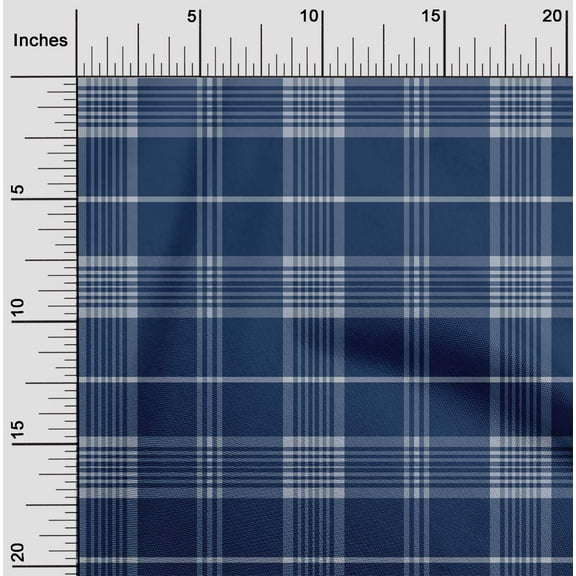 oneOone Cotton Poplin Twill Dark Blue Fabric Madras Check Fabric For Sewing Printed Craft Fabric By The Yard 56 Inches Wide
