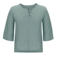 thumbnail image 7 of BLVB Womens 3/4 Sleeve Tops Cotton Linen Shirts Crew Neck Casual Loose Fit Blouses Spring Summer Fashion Clothes, 7 of 7