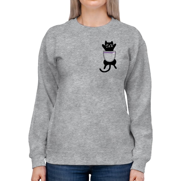 Cat Pocket Design Sweatshirt Women -GoatDeals Designs, Female Medium