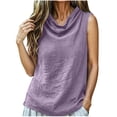 thumbnail image 2 of Omexry Tank Top Fashion Women's Casual Comfortable Solid Sleeveless Cowl Neck Blouse Tank Tops, 2 of 6