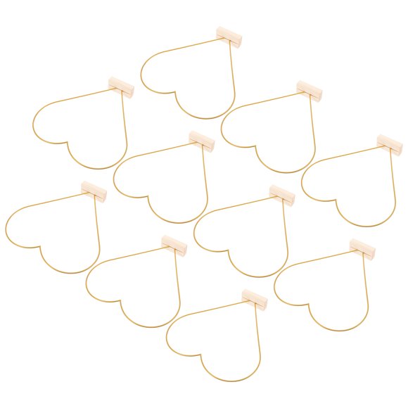 OUNONA Golden Iron and Wood Hoop for Making Wedding Wreath with Stable Base Ideal for DIY Crafts and Table Decorations 10 Sets