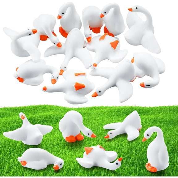 BlinkLLX 12 Pcs Mini Goose Figurines Tiny Resin Goose DIY Crafts Lawn Yard Garden Decor for Mini Ornaments Miniature Resin Decors Water Accessories Micro Landscape Terrarium
