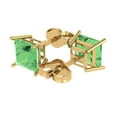 thumbnail image 2 of 14K Solid Gold Push Back Stud Earrings for Women | 3 cttw Princess Cut Simulated Green Diamond | Yellow Gold, 2 of 5