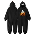 thumbnail image 4 of Halloween Pumpkin Hooded Onesie Adult Soft Hooded Onesie Flannel Pajama Sleepwear, Plush Matching Couples Jumpsuit for Fall Halloween Costume Loungewear, 4 of 8